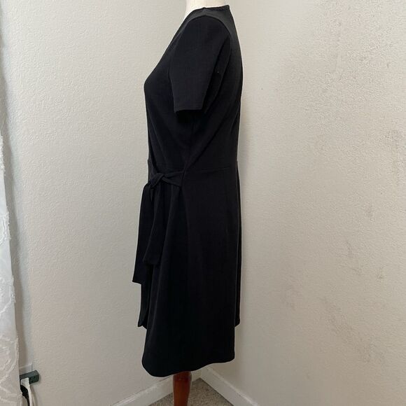 J Crew Womens Wrap Dress Size S Black Short Sleeve Minimalist Neutral Solid - Picture 4 of 10